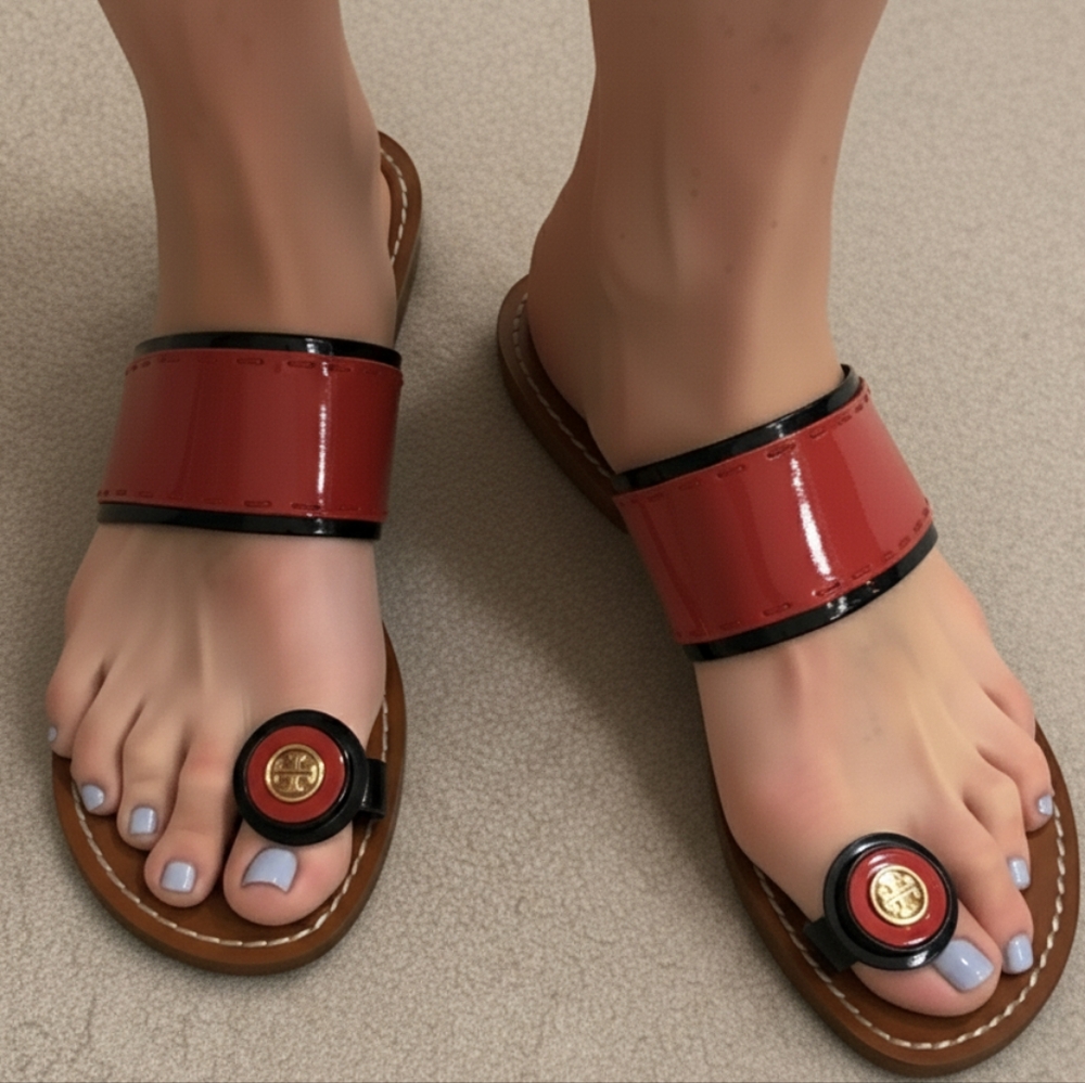 Tory Burch Elsa Toe Ring Sandals Pink Size 7